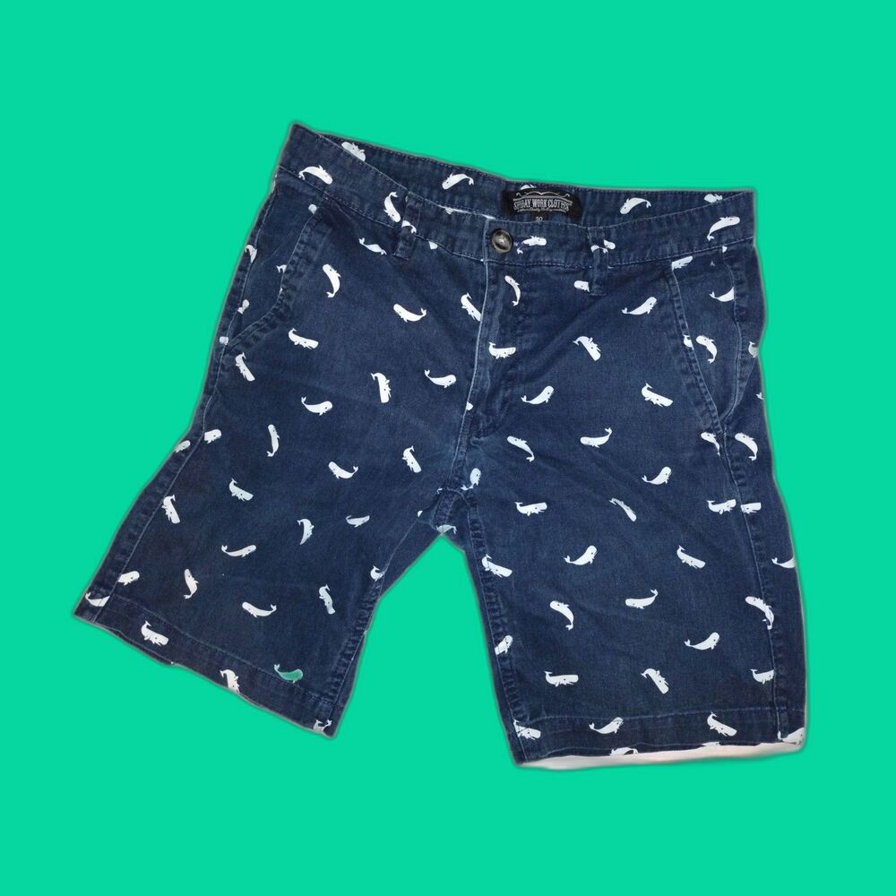 Sunday Work Clothes Whale Shorts Size 30 Summer Stretch Blue Pre-owned Spring